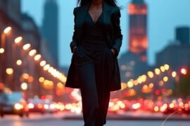 A well-refined opulent woman — a confident, stylish Black woman walking toward the camera in high-fashion attire, exuding power, elegance, and success.